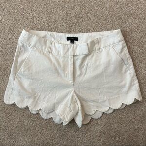 J. Crew White Shorts Scalloped Hem Size 6